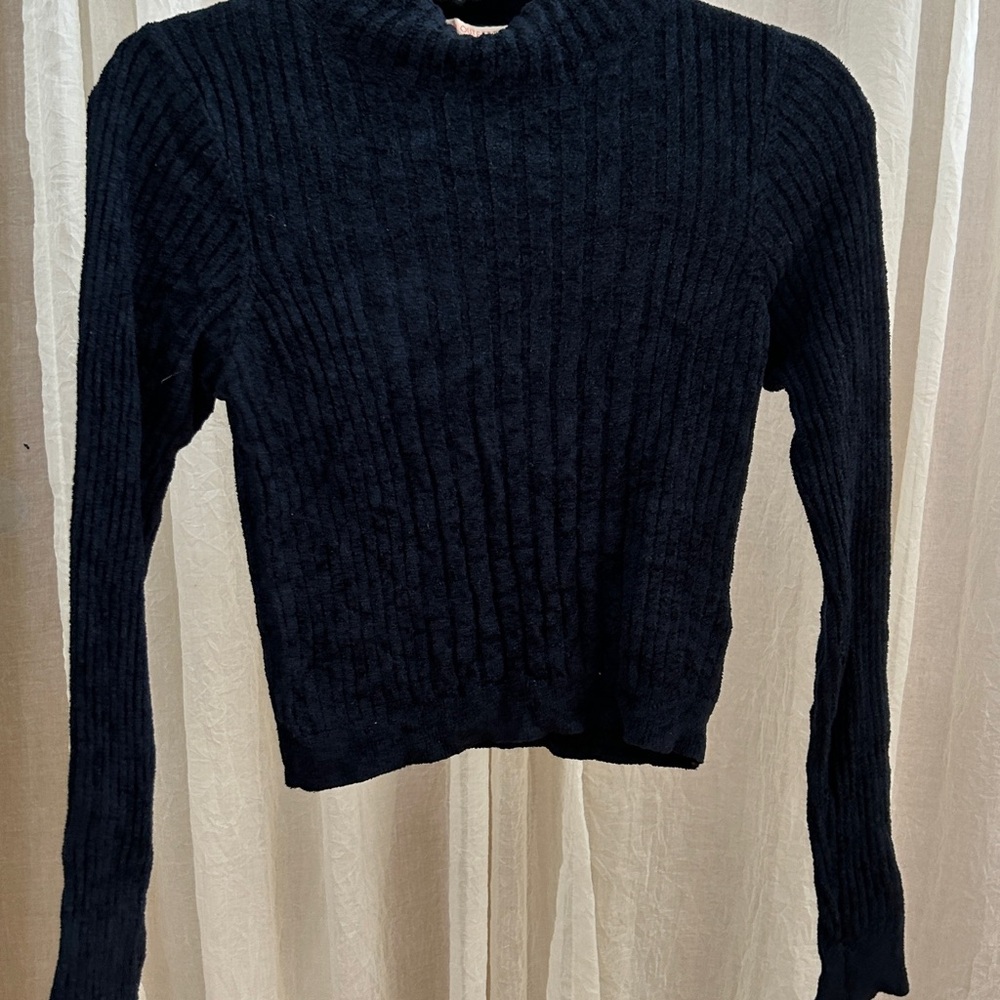 Navy Ribbed Chenille Sweater